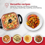 Holstein Housewares 12-Inch Electric Skillet - 1400W Electric Pan with Adjustable Temperature Control, PFOA-Free Non-Stick Coating, Cool-Touch Handles, Multi-Function Cooker, Copper & Black