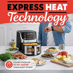Gourmia Air Fryer - 7 Qt Large Capacity with LED Display, 12 One-Touch Presets, FryForce 360° Technology, Nonstick Dishwasher-Safe Basket & Crisper Tray, Stainless Steel
