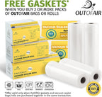 8" x 25' Rolls (Fits Inside Machine) - BULK 8 Pack (200 ft total) OutOfAir Vacuum Sealer Rolls Works With FoodSaver & Other Machines, 33% Thicker BPA Free Sous Vide Commercial Grade Bags
