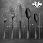 Black Silverware Set, LIANYU 20 Piece Stainless Steel Flatware Cutlery Set for 4, Mirror Finish, Dishwasher Safe