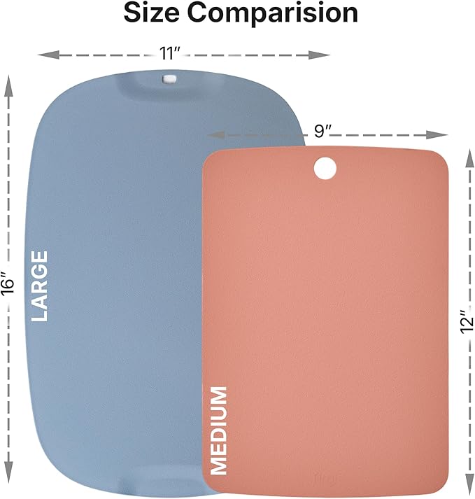 TPU Cutting Board Set of 3 9"x12" - Flexible Cutting Mats for Kitchen Knife Friendly, Cutting Mat Non-Slip Chopping Board Double Sided Scratch Resistant Food Grade Coral Mint Gray