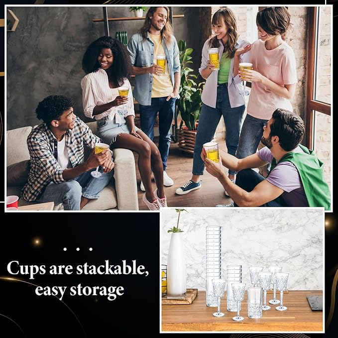 Uiifan 12 Pcs Drinking Glassware Set 6 Highball Glasses 12 oz 6 Glass Goblets 10 oz Crystal Glassware Set Clear Fancy Cups Vintage Textured Designer Cup for Cocktail Tea Water Beer Soda Dishwasher