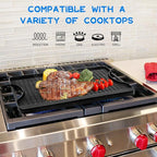GGC Cast Iron Reversible Griddle, 2-in-1 Griddle Pan for Gas Stove Tops, Gas Grills and Camping, 20 x 10.5 Flat and Ribbed Griddle Plate for Indoor and Outdoor Cooking