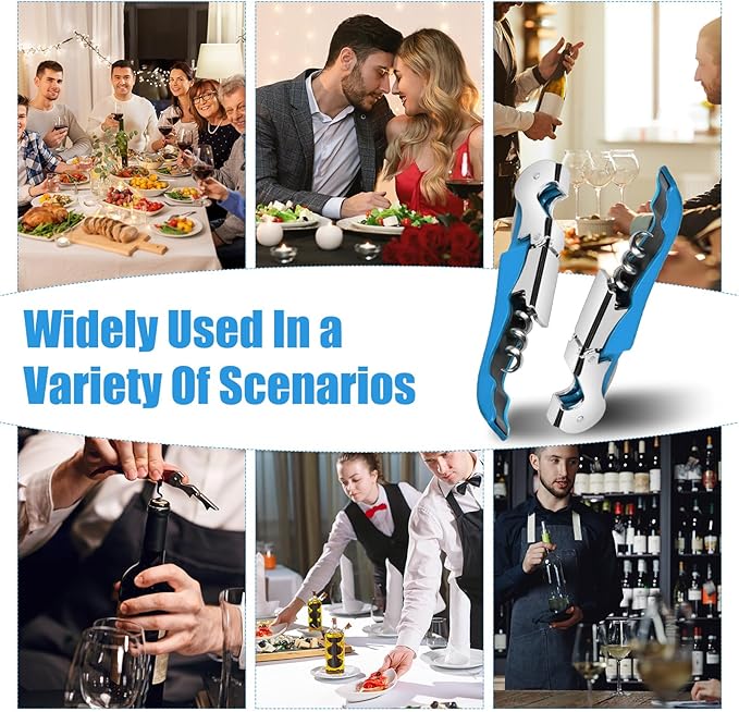 6 Pieces wine key wine opener Professional Waiter Corkscrews Stainless bottle opener Fold Serrated Foil Cutter Key for Family, Company Party,Bars,Restaurants(blue)
