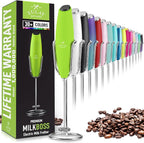 Zulay Kitchen Milk Frother Wand – High-Speed Handheld Frother with Upgraded Stand – Electric Foam Maker with Stainless Steel Whisk