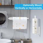 2nd Gen Paper Towel Holder Under Cabinet No Drilling, [More Sturdy] Self Adhesive or Drilling Paper Towel Holder Wall Mount for Kitchen, RV, [Fit Mega Paper Towel Roll] SUS304 Stainless Steel
