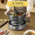 Food Party Hot Pot Electric Hotpot Separable Shabu Shabu Pot with Divider Hotpot Cooker Electric Dual Sided 110V 1350W Non-Stick 4L Fondue Pot for 2-6 People