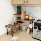 Homode Kitchen Countertop Organizer - 3 Tier Corner Shelf, Bathroom Counter Organizer, Spice Rack, Coffee Bar, Over Sink, Rustic Brown