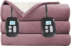 Electric Heated Blanket Queen Size - 84"x90", Soft Flannel Heating Blanket, 10 Heating Levels, 1-12 H Auto Shut Off, Dual Controllers, Breathable Warm and Washable for Bed, Purple