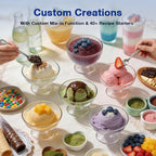 H-Duka 10-in-1 Ice Cream Maker Machine, 800W Frozen Treat Maker for Silky Gelato, Sorbet&Slushies, One-Touch Mix-In & Re-Spin for Creamy Texture, Keto & Vegan, Includes 3 Pints & Recipe Guide, Black