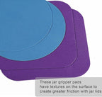 LUTER 4pcs Jar Opener, Rubber, Multi-function Silicone Bottle Opener for Seniors with Weak Hands Lid Cap Gripper Pads Kitchen Coasters Gadgets(Blue, Purple)