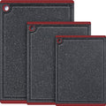 Kikcoin Plastic Cutting Boards for Kitchen, 3-Piece Large Cutting Board Set Dishwasher Safe Chopping Boards with Non-slip Feet and Juice Grooves, Red