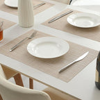 Leetaltree Beige Placemats Set of 20 - Heat Resistant Non-Slip Place mats for Dining Table, Washable Durable PVC Vinyl Woven Table Mats(Beige, 20)
