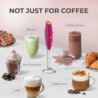 Zulay Kitchen Powerful Milk Frother Wand With 4 AA Duracell Batteries - Ultra Fast Handheld Drink Mixer - Electric Whisk Foam Maker for Coffee, Lattes, Cappuccino, Matcha & Creamer - Hot Pink Gold