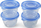 Glad GladWare To Go Lunch Food Storage Containers with Lids, Medium Round No BPA Plastic with Built-In Dressing Cup for Salads and Lunches, Microwave Dishwasher Safe, 32 Oz, 4 Count - 6 Pack