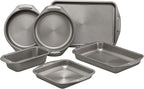Circulon Total Nonstick Bakeware Set with Nonstick Cookie Sheet, Baking Pan and Bread Pan - 6 Piece, Gray