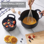 COOK WITH COLOR Nesting Plastic Mixing Bowl Set with Pour Spouts and Handles, Black Speckled, 6 Piece Non-Slip