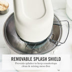 Martha Stewart  Tilt-Head Stand Mixer, 12 Speed, 5.3QT Stainless Steel Bowl, Splash Guard with Pour Chute, Whisk, Dough Hook, Flat Beater, Electric Kitchen Baking Mixer, Bread, Cake, Whip, Linen White