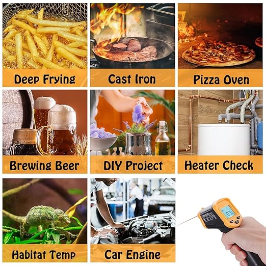 Blackstone Infrared Thermometer Temperature Gun for Cooking, IR Thermometer for Pizza Oven Griddle Cast Iron -58℉~1022℉ Non-Contact Digital Laser Thermometer Gun with Hard Storage Case (NOT for Human)