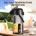 Coffee Carafe for Keeping Hot - Gezoss 85OZ / 2.5L Airpot Coffee Dispenser with Pump - Large Coffee Carafe for Hot Drinks Tea Liquid - Insulated Stainless Steel Hot Water Beverage Urn for Parties