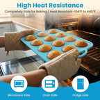 2Pack Silicone Muffin Pan for Baking with Metal Reinforced Frame, 12 Cup Regular Size Cupcake Pan, BPA Free Silicone Muffin Tray, Cupcake Baking Pan Molds for Oven Dishwasher Safe - Blue