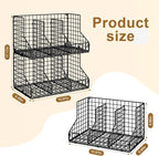 JKsmart 2 Pack Stackable Can Rack Organizer for Pantry Storage,Can Dispensers with 4 Adjustable Dividers, 2-Tier Metal Wire Basket Beverage Pop Soda Rack for Kitchen Cabinet Pantry, Black