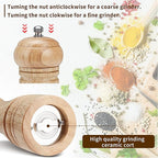 Gulex® Wood Pepper Grinder Pepper Mill,Adjustable Coarseness 8 Inch Wooden Peppermill, Ceramic Grinding Mechanism Salt Mill Refillable (1 pack) (Light-1PC)