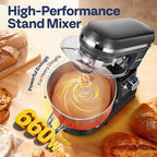 VIVOHOME Stand Mixer, 660W 10 Speed 6 Quart Tilt-Head Kitchen Electric Food Mixer with Beater, Dough Hook, Wire Whip and Egg Separator, Gray