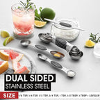 Spring Chef Stainless Steel Magnetic Measuring Spoons Set of 8 with Leveler, Dual Sided Metal Teaspoon & Tablespoon Measuring Spoons - Kitchen Gadgets For Baking and Cooking, Gray