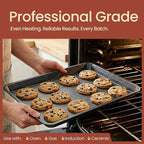 BAKKEN Kitchen Baking Pans - Nonstick Gray Coating, 13.58’’ × 9.65’’ Commercial Grade Carbon Steel Cookie Sheet, Diamond Texture Bottom, PFOA, PFOS, PTFE Free, Oven Safe Tray (450°F), Gray Marble
