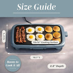 COOK WITH COLOR Electric Griddle 1200W, Nonstick Surface for Pancakes, Burgers, Eggs & More, Removable Temperature Control, Slide-Out Drip Tray, 10" x 16" Cooking Area, Slate Blue