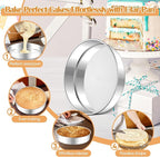E-far 11 Inch Cake Pan Set of 2, Stainless Steel Large Round Baking Pans Tins, Non-Toxic & Leak-Proof Mold for Birthday Wedding Layer Tiered Cake, Easy Clean & Dishwasher Safe