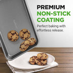 NutriChef 2-Piece Nonstick Cookie Sheet Baking Pan Set - Premium Bake Trays w/ Sleek Non-Stick Coating PFOA, PFOS, & PTFE Free - Large (15"x11") & Medium (13"x9") - Dishwasher Safe