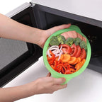 Microwave Steamer Cooker Collapsible Bowl-Silicone Steamer Cookware with Handle Lid for Vegetables Fish Prep Meal Food with Removable Rack BPA Free, Easy to Store, Freezer & Dishwasher Safe, Large