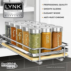 LYNK PROFESSIONAL® Élite™ Pull Out Spice Organization for Cabinets - 6-3/8 inch Wide – Spice Rack for Inside Cabinets – Wood/Chrome - Sliding Spice Rack Organizer for cabinet – Spice Rack - 1 Tier