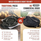 Victoria 10-Inch Cast Iron Tortilla Press HD Spherrous, Commercial-Grade Cast Iron Tortilla Maker, Roti Press, Pataconera Seasoned with Flaxseed Oil, Made in Colombia, Black