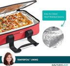 Rachael Ray Lugger Duo, Insulated Casserole Carrier for Hot or Cold Food, Thermal Lasanga Lugger Tote for Potluck, Parties, Picnic, and Cookouts, Fits 9" x 13" Baking Dish, Red Buffalo