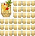 40 Pack Plastic Stemless Wine Glasses,12oz Unbreakable Vintage Elegant Drinking Glass Set,Reusable Fancy Cocktail Cups for Party, Wedding, and Bulk Events (40, 12oz-Gold)