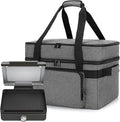 LUXJA Indoor Grill Carrying Bag with Bottom Pad Compatible with Ninja Sizzle GR101 Smokeless Grill, Double Layer Electric Grill Bag with Plates Section (Bag Only), Gray