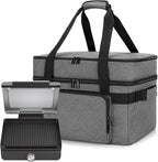 LUXJA Indoor Grill Carrying Bag with Bottom Pad Compatible with Ninja Sizzle GR101 Smokeless Grill, Double Layer Electric Grill Bag with Plates Section (Bag Only), Gray