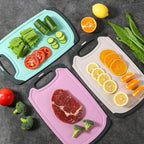 Kitchen Cutting Board Set 3 Piece Wheat Straw Plastic Cutting Boards for Kitchen with Juice Grooves Easy Grip Handle Bpa Free Non Porous Non Slip Dishwasher Safe Chopping Board (Beige + Green + Pink)