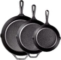 Lodge Seasoned Cast Iron Skillet Set - PFAS-Free, Non-Toxic Cookware - Use with an Oven, Stove, Grill, or Campfire - Naturally Non-Stick & Oven Safe - 8, 10.25 & 12 Inches