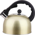 Stainless Steel Stovetop Whistling Tea Kettle 3 Liter (3-Quart) Classic Teapot with Ergonomic Handle, Works on Induction Cooktops-Gold 2407.