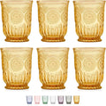 Yungala Amber Small Drinking Glasses Set of 6 Vintage Hobnail 8 oz