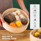 KITCHENCRUST Bamboo Steamer Basket for Chinese Asian Cuisine - 2 Tier 10-Inch Steaming Basket Bun Vegetable Steam, Dumpling Steamer bamboo steam basket, Sauce Dish, Chopsticks, Reusable Liners, Ring