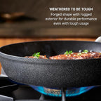 T-fal Stone Force Platinum Non Stick Cookware Set 12 Piece, Oven Broiler Safe 400°F, Kitchen Cooking Set w/Fry Pans, Saucepans, Dutch Oven, Tools, Steamer Insert, Lids, Cookware, Dishwasher Safe Black