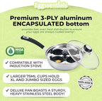 Egg Poacher - Eggssentials Poached Egg Maker, Stainless Steel Egg Poaching Pan, Poached Eggs Cooker Food Grade Safe PFOA Free with Spatula.