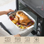 MALACASA Casserole Dishes for Oven, Ceramic Baking Dishes Set of 3, Rectangular Lasagna Pan Deep Baking Pans, Bakeware Sets with Handles Gift Set, White (13.8''/11.7''/9.4''), Series BAKE