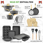 NutriChef 22‑Piece Non‑Stick Ceramic Pots and Pans Set – For All Cooktops Including Induction – PTFE & PFAS Free, Includes Bakeware & Utensils