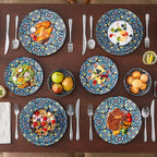 vancasso 12 Pieces Dinnerware Sets, Red Plates and Bowls Set, Porcelain Dishes Set for 4, Microwave and Dishwasher Safe, Scratch Resistant, Bohemian Style Dining Ware Service for 4, Series SIMI